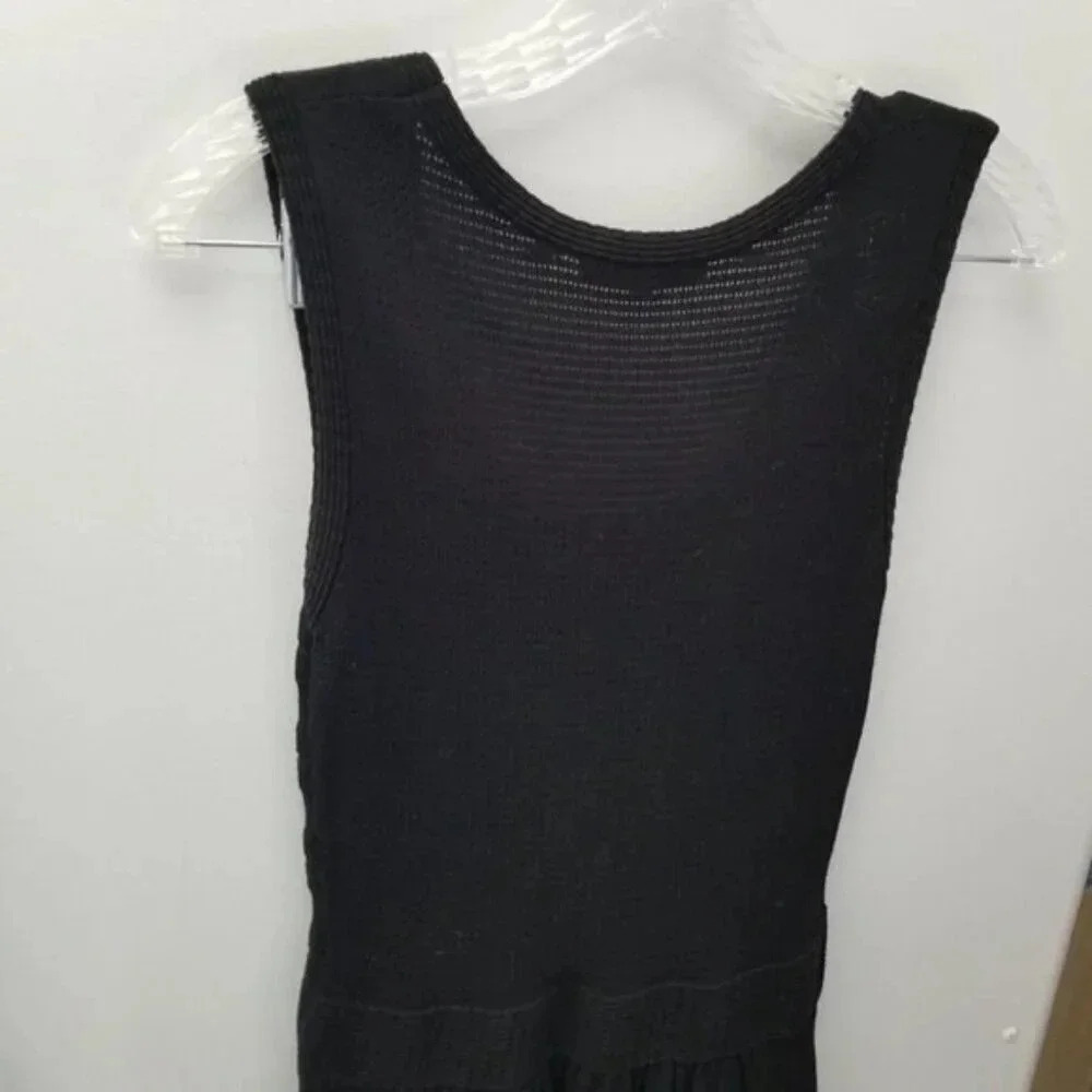Sandro Paris Cotton Black Knit Mini Dress 4 - Picture 5 of 11